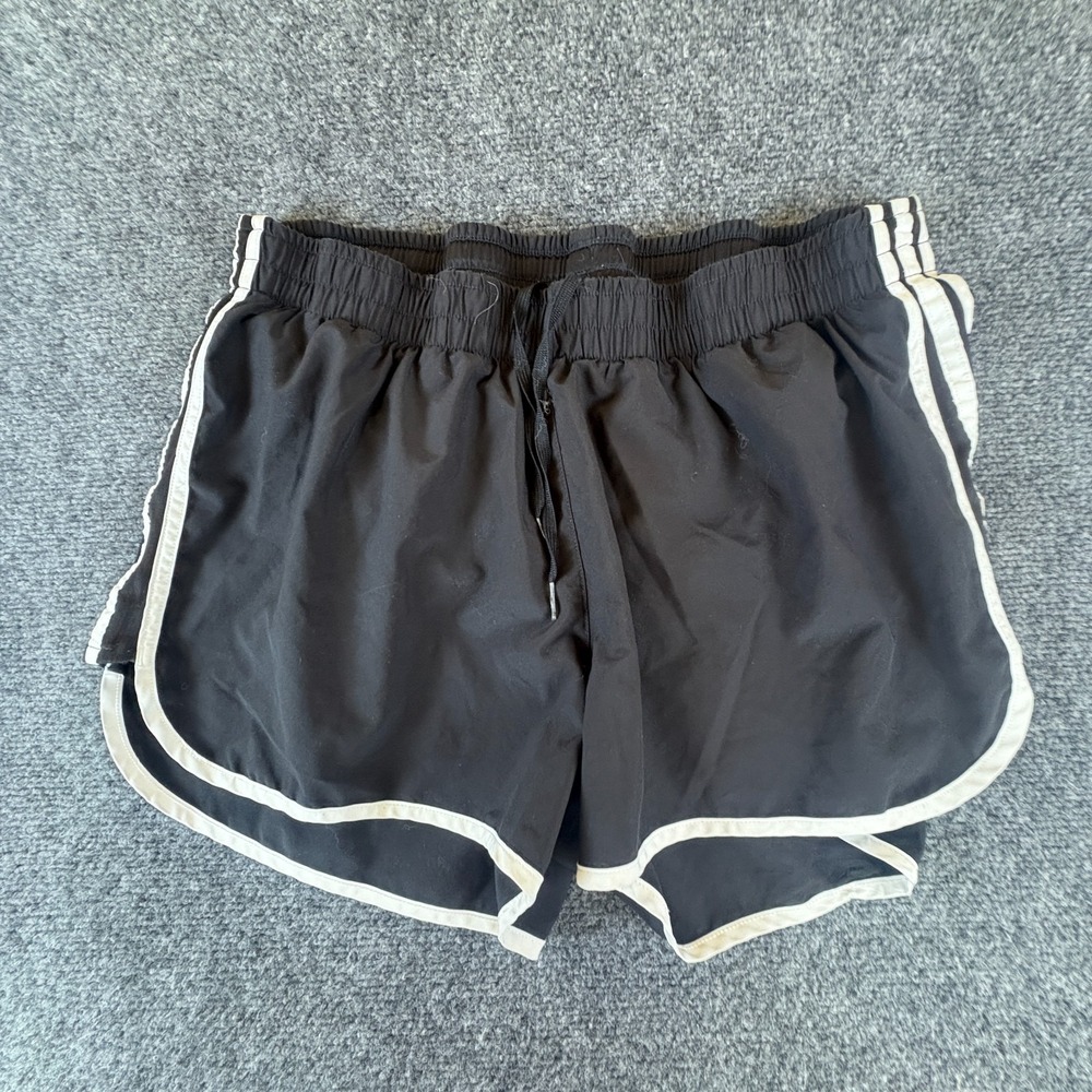 Adidas Primegreen Running Shorts Womens 30x5.5 Black‎ White Striped Drawstring